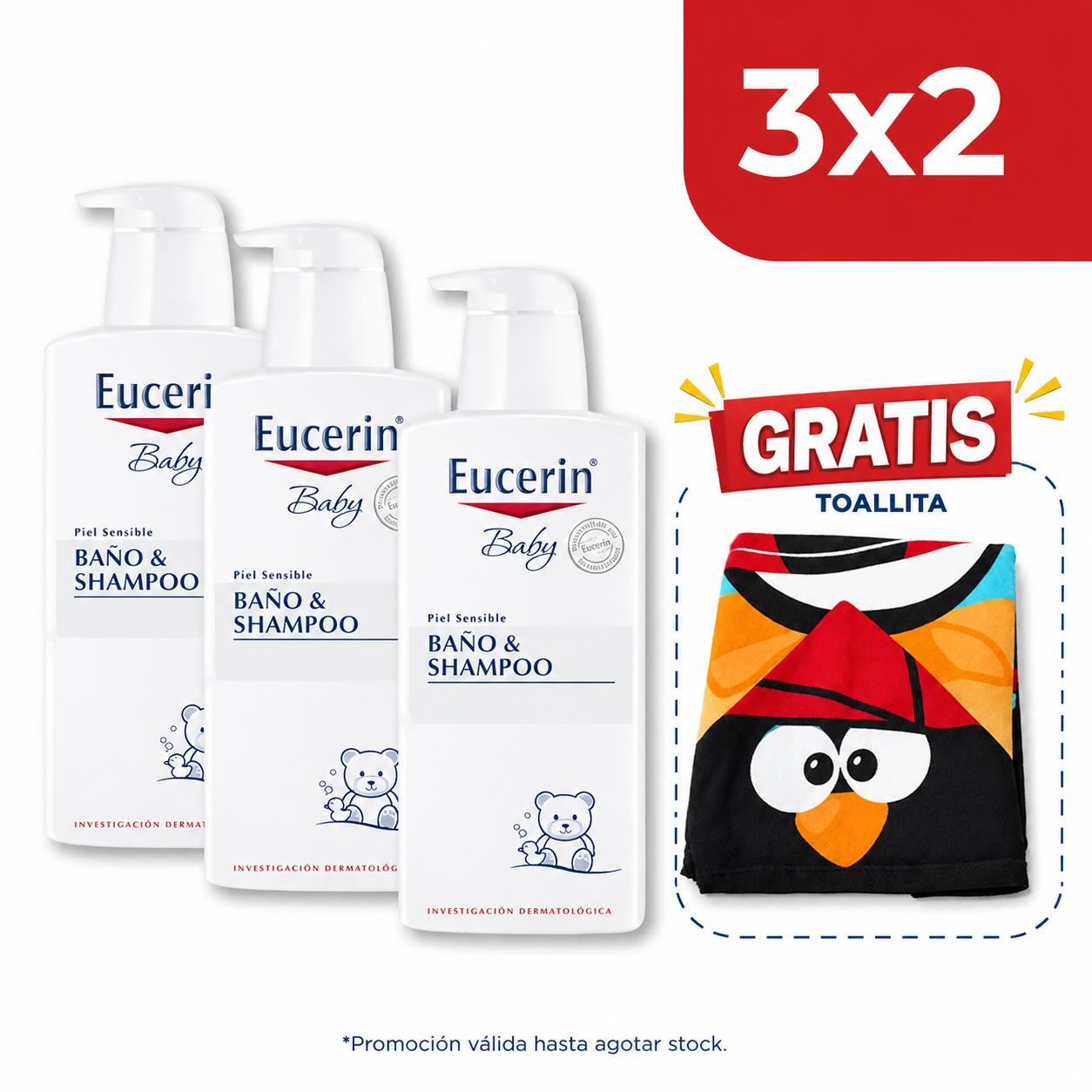 3x2 Eucerin Baby Baño & Shampoo - Frasco 240 ML